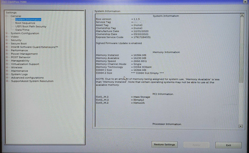 Dell OptiPlex 7090 USFF, i5-10500T 2.30GHz, 16GB DDR4, 256GB NVMe, 130W PSU