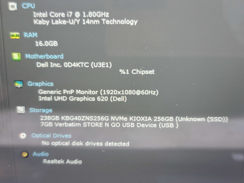 Dell Inspiron 7573 i7-8550U 16GB DDR4 256GB M.2 TOUCH SCREEN β BudLap