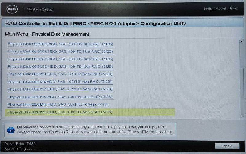DELL PE T630 16x2.5", Xeon E5-2640v3 2.60GHz, 64GB RAM, 16x1.2TB SAS, H730