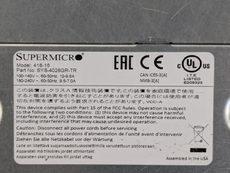 Supermicro CSE--418-16 4U GPU / NAS Server X10DRG-OT+0-cpu  -