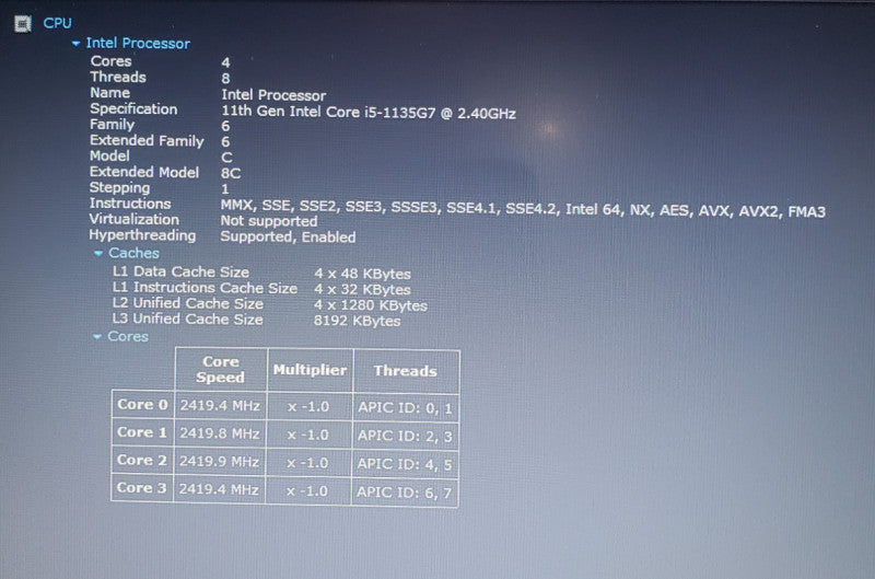 Lenovo ThinkPad L14 G2 Core i5-1135G7@2.4GHz 8GB RAM 256GB Nvme  Lap200