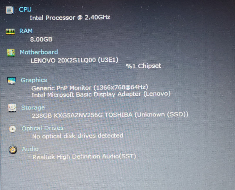 Lenovo ThinkPad L14 G2 Core i5-1135G7@2.4GHz 8GB RAM 256GB Nvme  Lap200