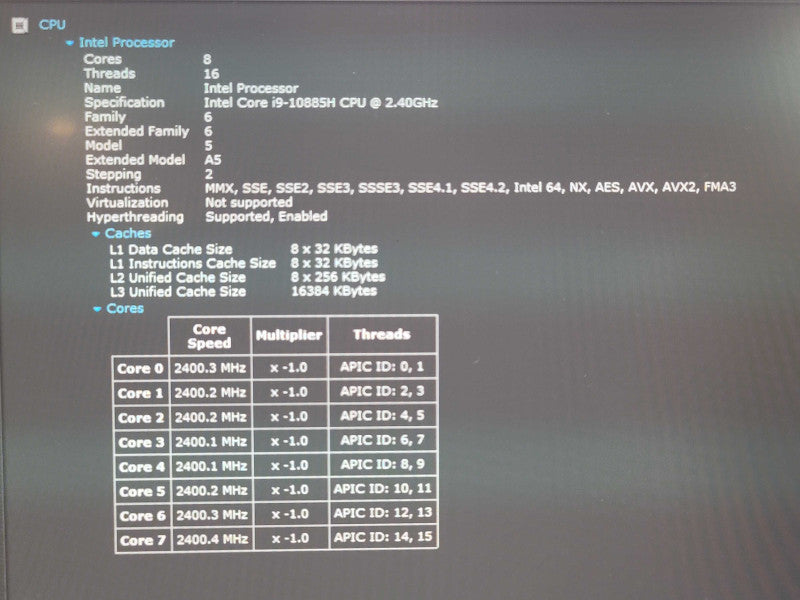 Dell Precision 7550 i9-10885H 32GB DDR4 Quadro T2000 512GB SSD  β Lap200