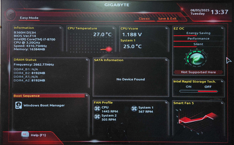 Custom PC, B360M-DS3H, i7-8700 3.20GHz, 16GB DDR4, 256GB NVMe, GTX970