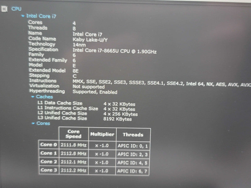 Lenovo ThinkPad X1 Carbon i7-8665U 16GB RAM 256GB SSD  β Lap200