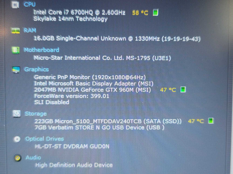 MSI PE70 6QE Prestige i7-6700HQ 16GB DDR4 GTX 960M 256GB SSD READ β BudLap