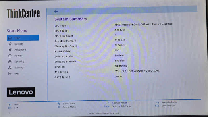 Lenovo ThinkCentre M75q Gen 2 Ryzen 5 Pro 4650GE 8GB RAM 256GB NVMe