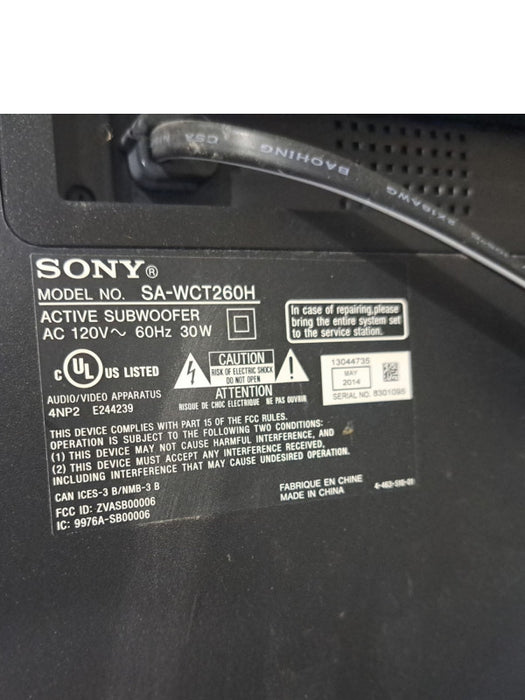 Sony SA-WCT260H Wireless Powered Subwoofer for SA-CT260H Soundbar Sub Unit
