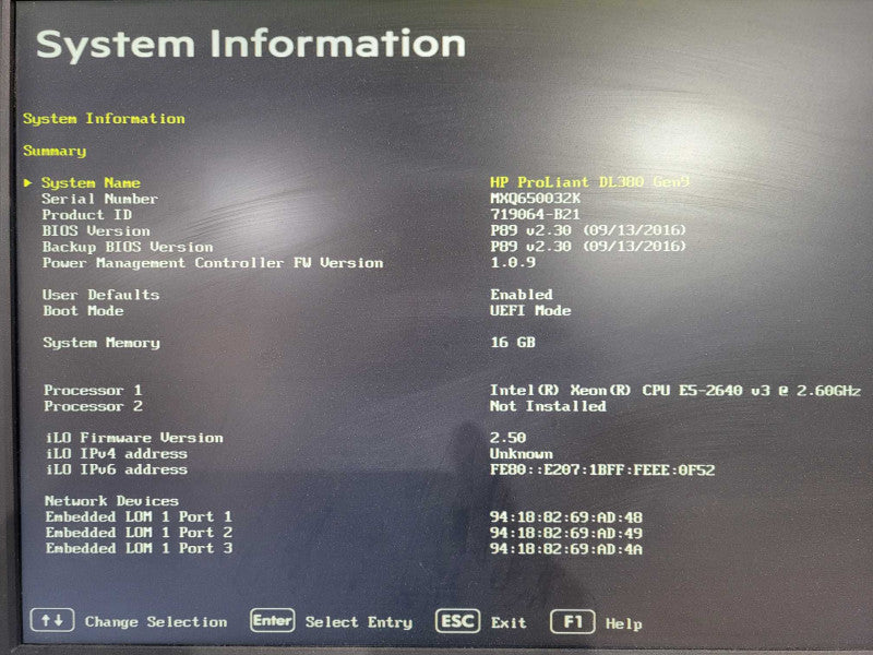 HP ProLiant DL380 Gen9 - Xeon E5-2640 v3 @ 2.60GHz 16GB DDR4 P440ar !