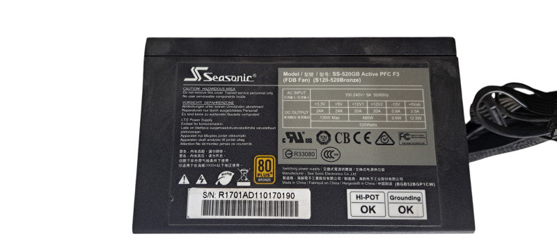 Seasonic S12II-520 Bronze 520W ATX Power Supply (80+ Bronze Certified)