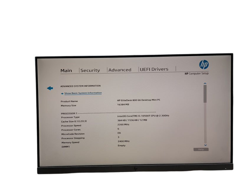 HP EliteDesk 800 G6 Mini i5 - 10500T @ 2.30GHz 16GB DDR4 Ram θ