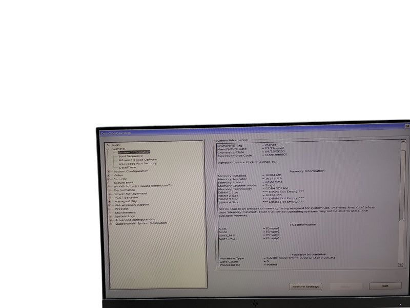 Dell OptiPlex 7070 SFF i7 - 9700 @ 3.00GHz 16GB DDR4 Ram  θ