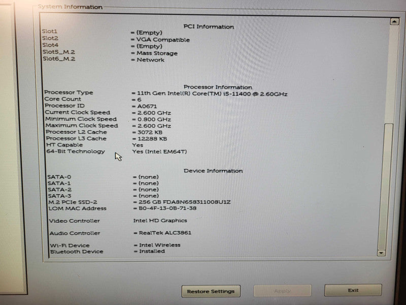Dell XPS 8940 Tower i5-11400 @ 2.6GHz 16GB DDR4 256GB NVme $