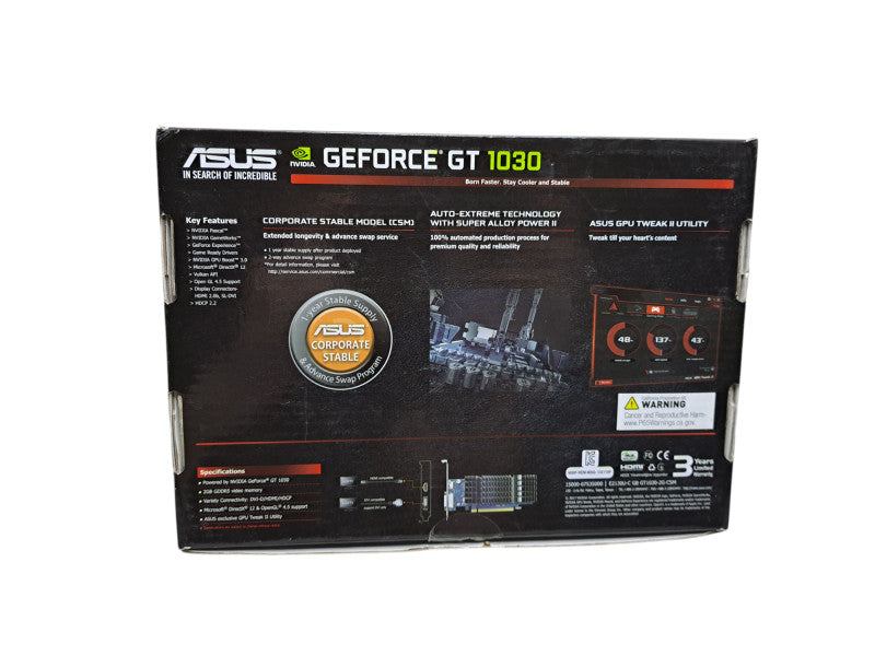 ASUS GT 1030 2GB GDDR5 CSM Silent Graphics Card LP/HP | New Open Box