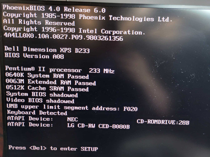 Dell Dimension XPS D333 - Intel Pentium II @ 233MHz 64MB RAM NO HDD  %
