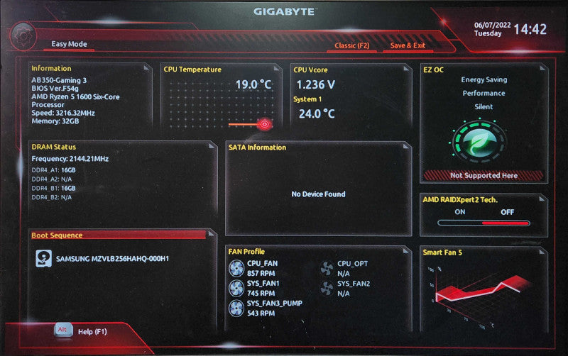 Custom PC, GIGABYTE AB350-Gamimg3, Ryzen 5 1600, 32GB DDR4, 256GB NVMe