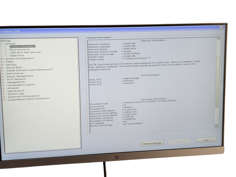 DELL OptiPlex 7080 Micro Intel Core i5-10500T 16GB RAM 256GB NVMe SSD  -