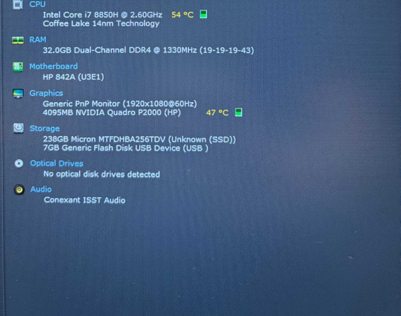 HP ZBook 15 G5 i7-88500H@2.6GHz QUADRO P2000 4GB GPU 32GB RAM 256GB SSD Q Lap200