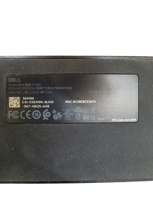 Dell Docking Stations USB 3.0 D3100 With AC Adapter