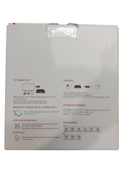 LG Ultra Slim Portable DVD Writer Compatible w/ Windows & Mac GP65NB60