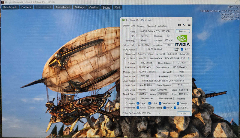 ZOTAC NVIDIA GeForce GTX 1060 3GB GDDR5 graphics video card
