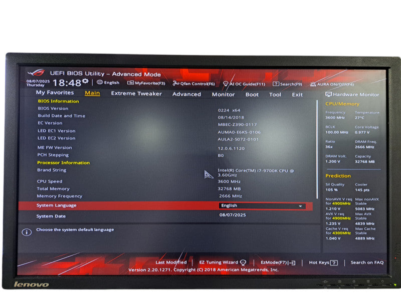 Custom PC ASUS MAXIMUS XI HERO, i7-9700K CPU, 32GB DDR4, 512GB NVMe, RM850x
