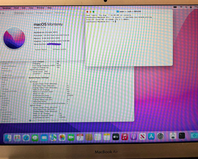 Apple MacBook Air 13" 2017 i5-5350U@1.8GHz 8GB RAM 128GB SSD