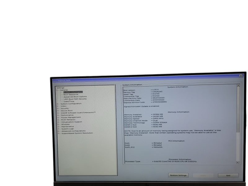 Dell Inspiron 3471 SFF i3 - 9100 @ 3.60GHz 16GB DDR4 Ram θ
