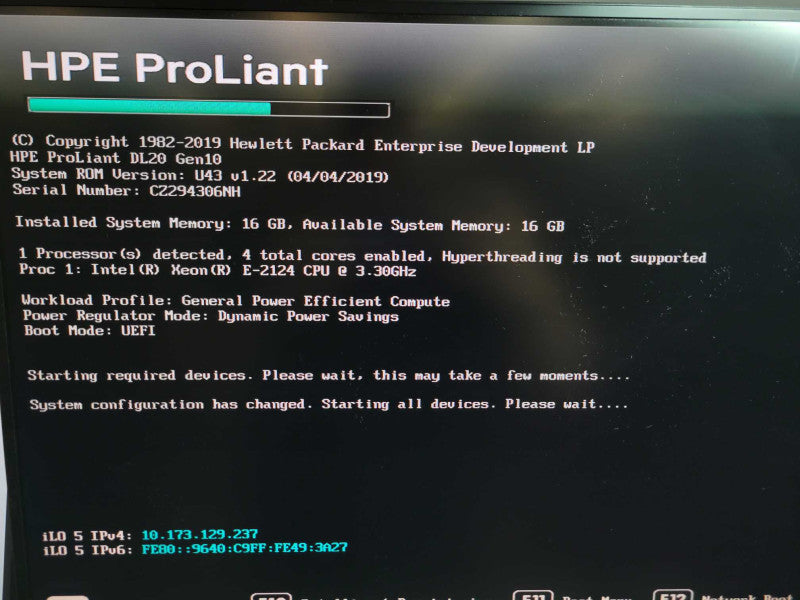 HPE ProLiant DL20 Gen10 - Xeon E-2124 16GB DDR4 NO HDD 290W PSU %