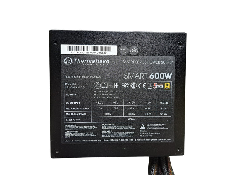 Thermaltake Smart 600W 80 Plus 600W Non Modular Switching Power Supply