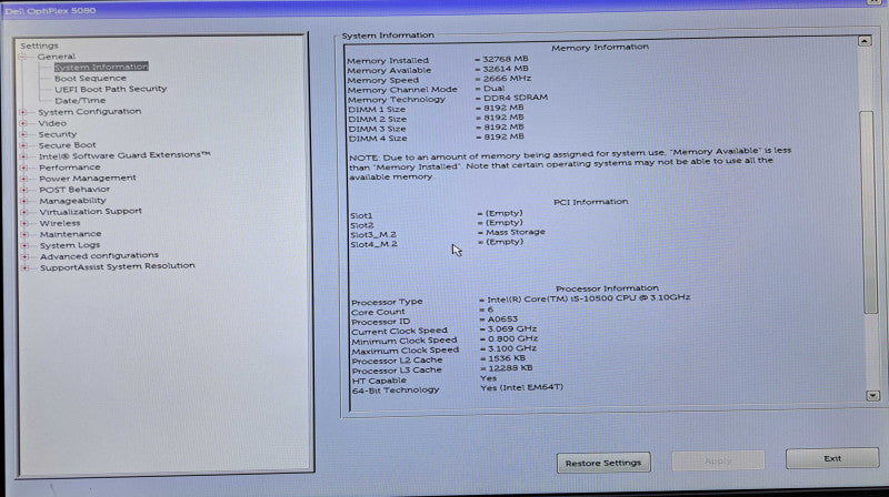 Dell OptiPlex 5080 SFF | Core i5-10500 @3.10Ghz, 32GB DDR4, 512GB NVMe