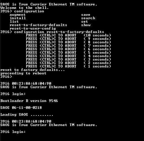 Ciena 3916 170-3916-900 Service Delivery Switch, Factory Reset