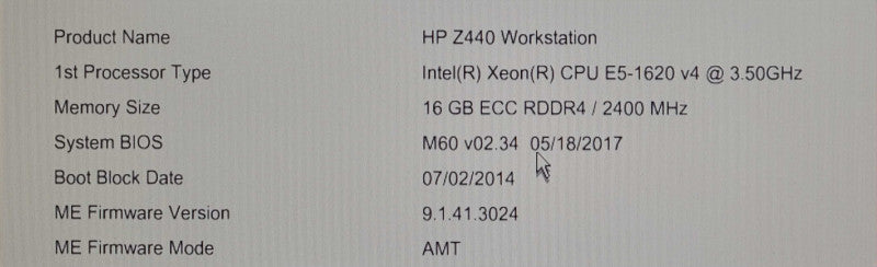 HP Z440 Workstation - Xeon E5-1620 v4 @ 3.50GHz, 16GB DDR4, NVS 310, 700W