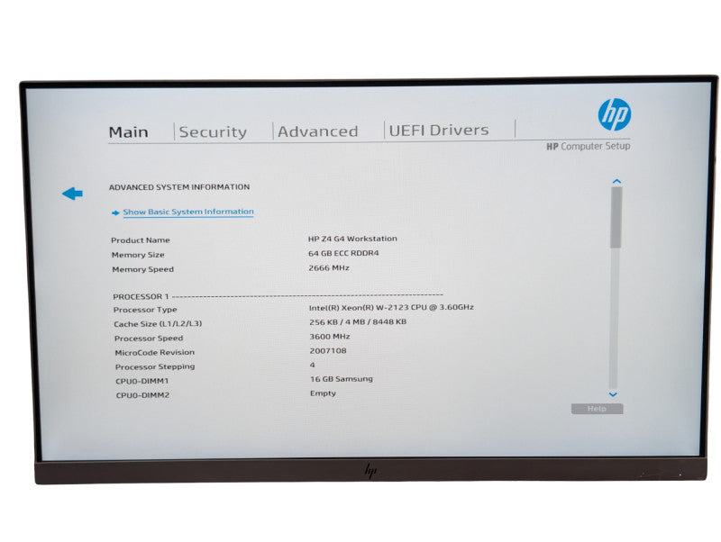 HP Z4 G4 Workstation Intel Xeon W-2123 64GB RAM 256GB NVMe SSD  -
