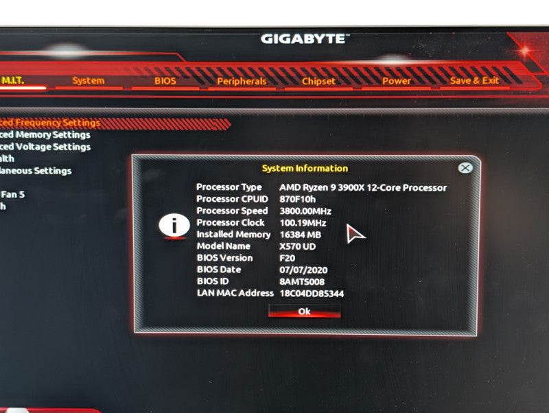 GIGIABYTE X570 UD AMD AM4 Ryzen 9 3900X 16GB RAM & 256GB NVMe SSD  -