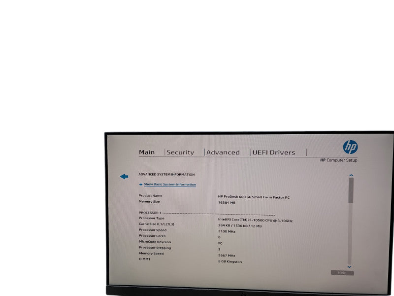 HP ProDesk 600 G6 SFF i5 - 10500 @ 3.10GHz 16GB DDR4 Ram θ