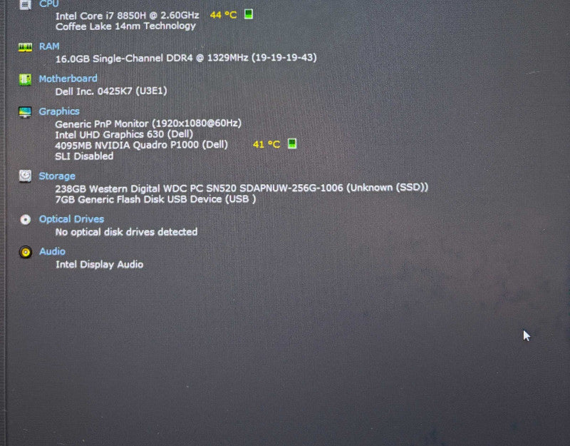 Dell Precision 7530 i7-8850H@2.6GHz QUADRO P1000 4GB GPU 16GB RAM 256GB SSD  Lap200