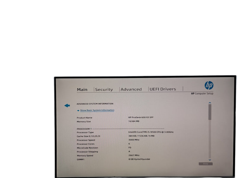 HP ProDesk 600 G5 SFF i5 - 9500 @ 3.00GHz 16GB DDR4 Ram Qθ