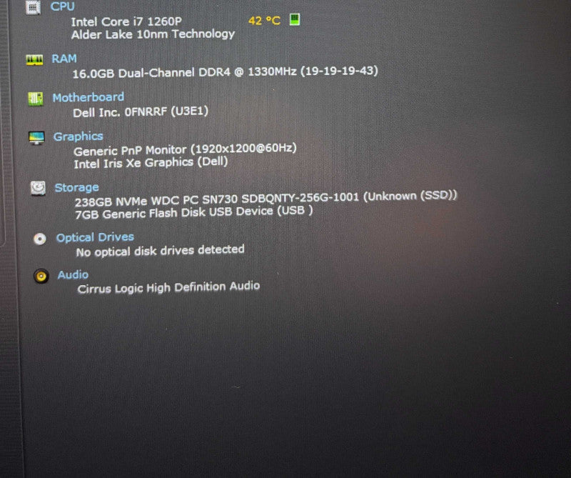 Dell Vostro 5620 Core i7-1260P@2.1GHz 16GB RAM 256GB SSD  Lap200