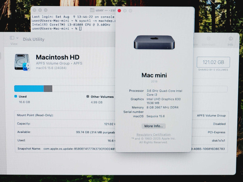 Apple Mac Mini 2018 4-Core i3-8100B @ 3.6GHz 8GB DDR4 120GB SSD [A1993]