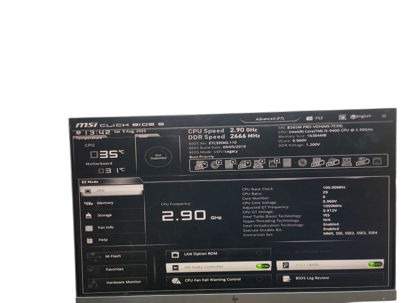 Custom PC B365M PRO - VDH(MS - 7C39) i5 - 9400 @ 2.90GHz 16GB DDR4  θ