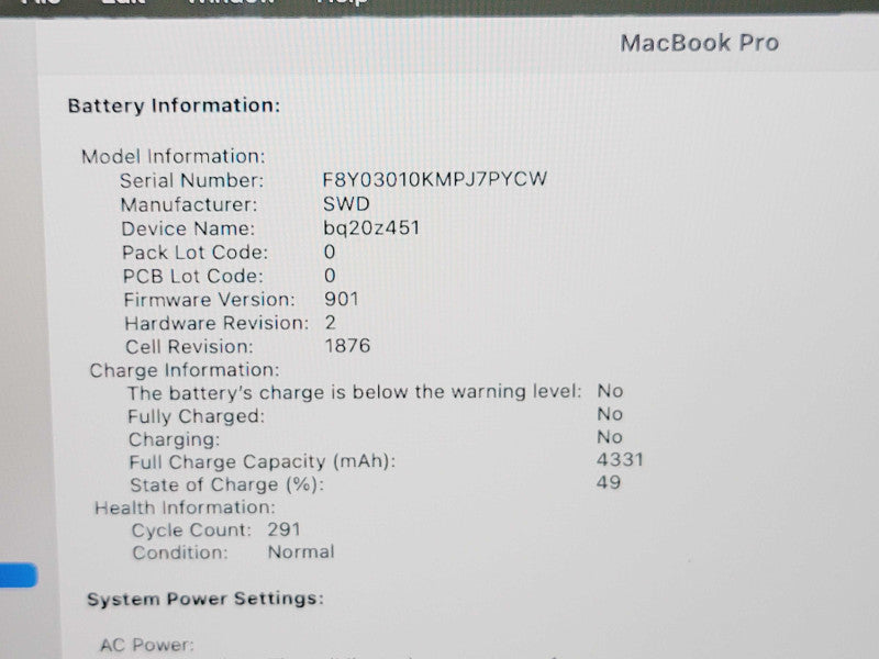 Apple Macbook Pro 2020 4-Core i5-1038NG7 @ 2.0GHz 16GB DDR4 500GB SSD
