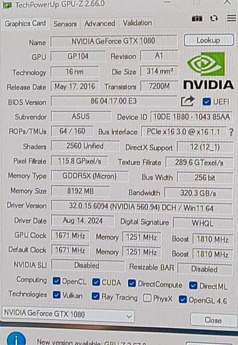 ASUS ROG STRIX GTX 1080 8GB GDDR5X Graphics Card (STRIX-GTX1080-A8G-GAMING)