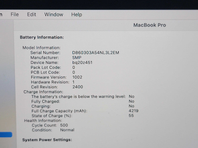 Apple Macbook Pro 2020 13" 4-Core i5-8257U @ 1.4GHz 16GB DDR3 250GB SSD