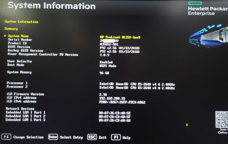 HP ProLiant ML350 G9 2x Xeon E5-2640v4, 96GB DDR4 P440ar 2x PSU 8x 2.5" _
