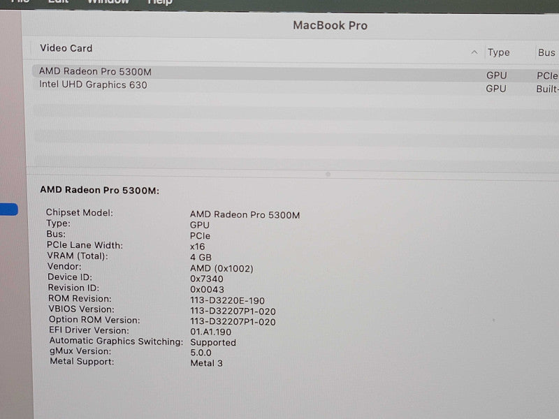 Apple Macbook Pro 2019 15" 6-Core i7-9750H @ 2.6GHz 32GB DDR4 500GB SSD