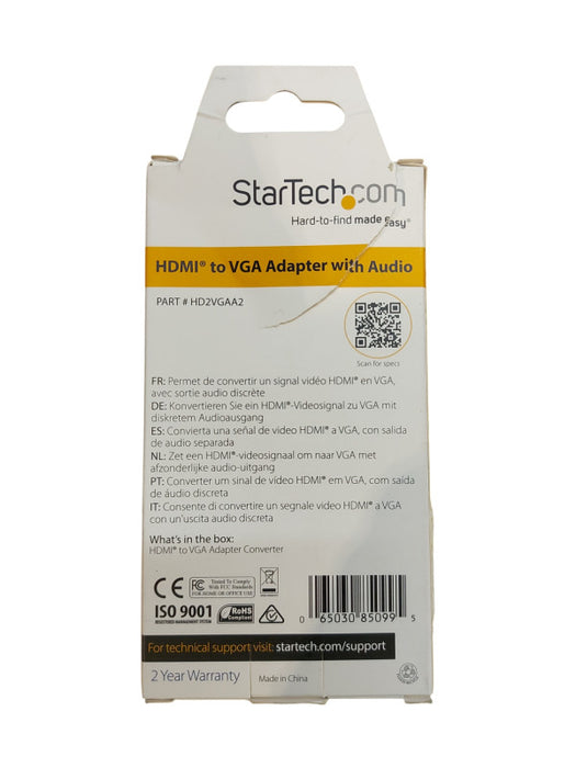 StarTech HDMI to VGA Video Adapter Converter w/ Audio HD2VGAA2