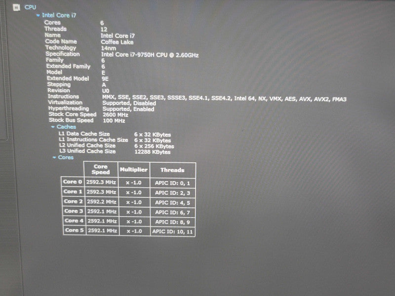 Dell XPS 15 7590 i7-9750H 16GB DDR4 GTX 1650 256GB NVME READ β Lap200