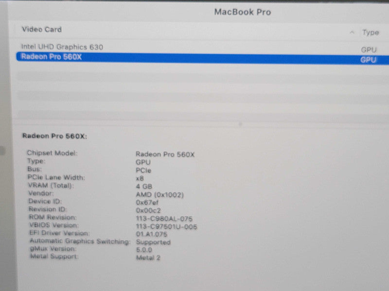 Apple Macbook Pro 2018 15" 6-Core i7-8850H @ 2.6GHz 32GB DDR4 500GB SSD