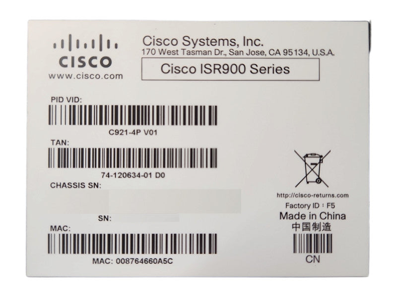 Cisco ISR 900 Series C921-4P Integrated Services Router